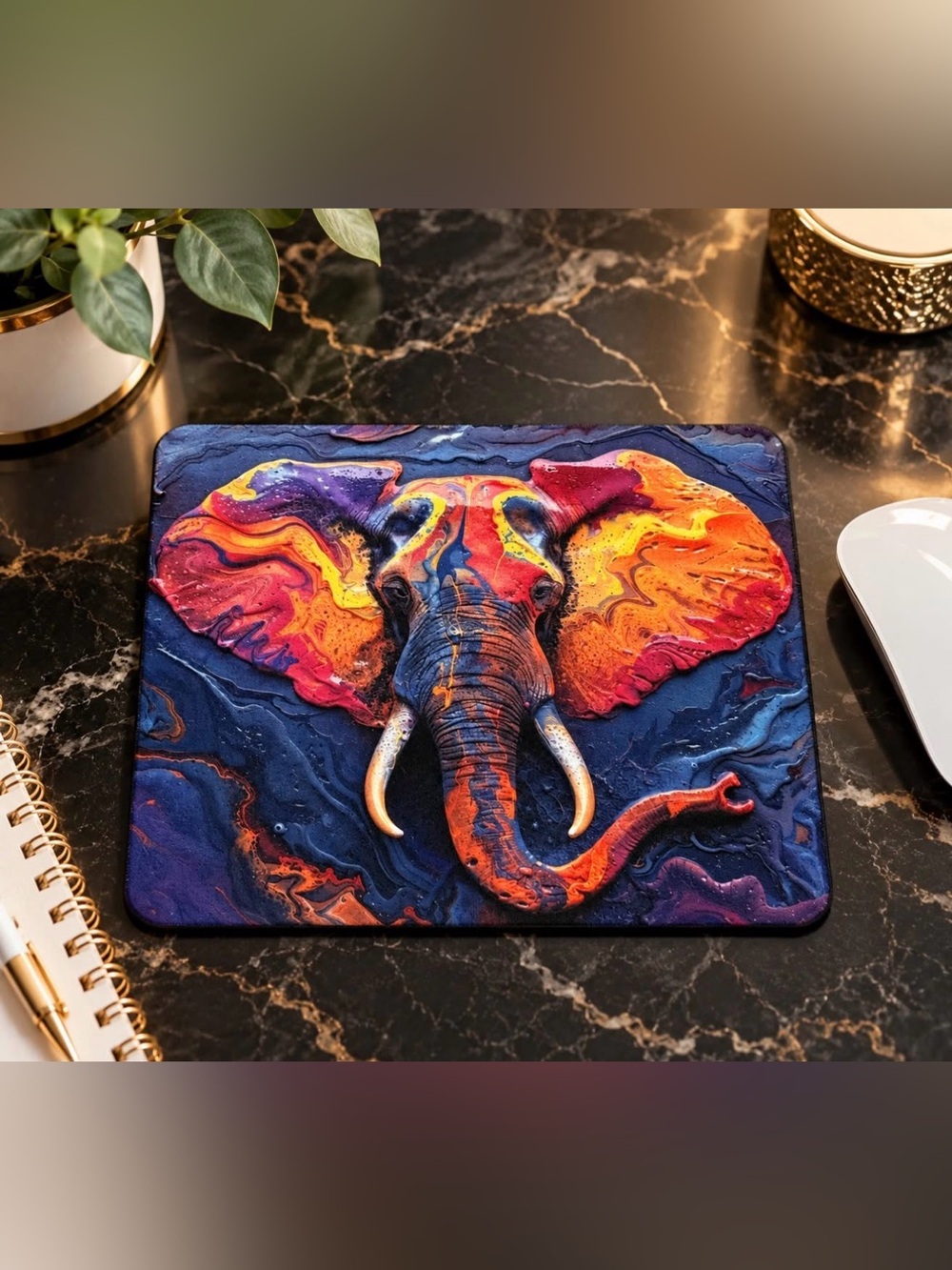 NWT Colorful Elephant Neoprene Mousepad – Bold, Artistic & Unique